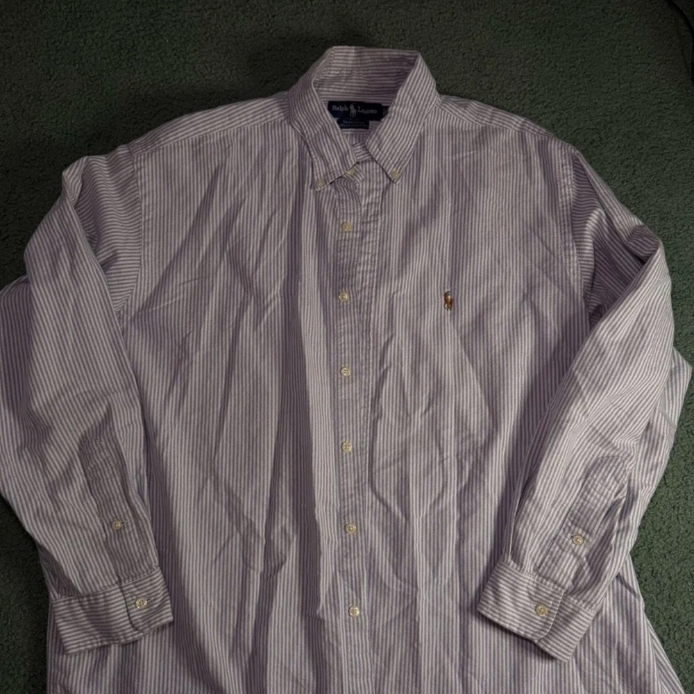 Ralph Lauren Men's Pinstripe Shirt - Gray and White